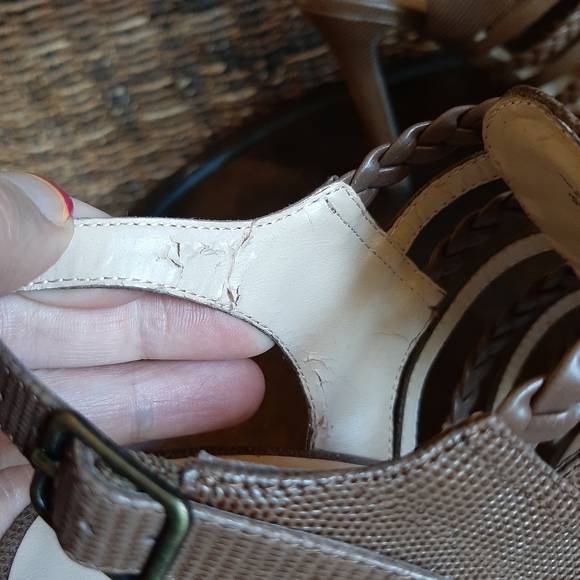 Colin Stuart Gladiator Caged Peep Toe Platform Heels Leather Sandals 8 Brown - Picture 8 of 10